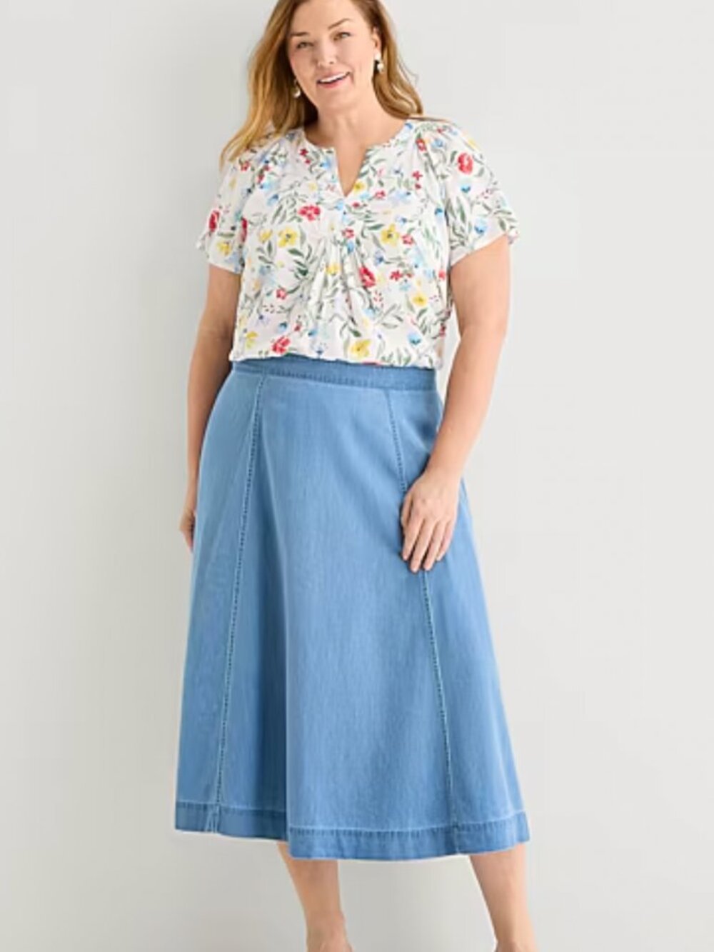 Mid Rise Midi Full Skirt